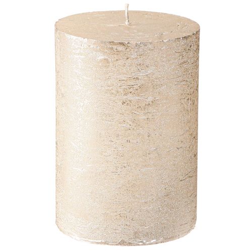 Product Premium platinum-colored pillar candles, 85x120mm, long burning time, set of 2