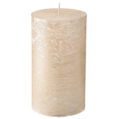 Product Premium pillar candles in a set of 2, platinum metallic look, 85 x 150 mm - Elegant decoration for festive occasions and a cozy atmosphere