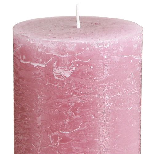 Product Dusty rose pillar candles 70×120mm, dyed throughout, set of 4, decorative candles for weddings & home