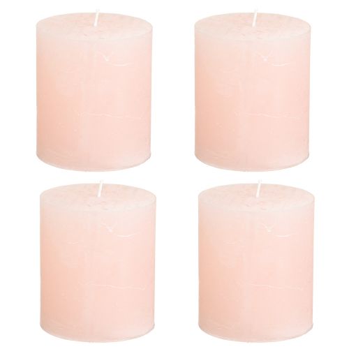 Product Romantic solid-colored pink pillar candles, light pink, 70×80mm, set of 4 - Decorative candles for a cozy atmosphere