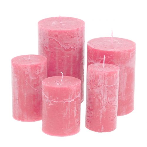 Solid coloured candles pink different sizes