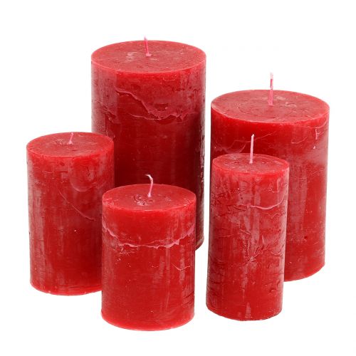 Floristik24 Colored candles red different sizes