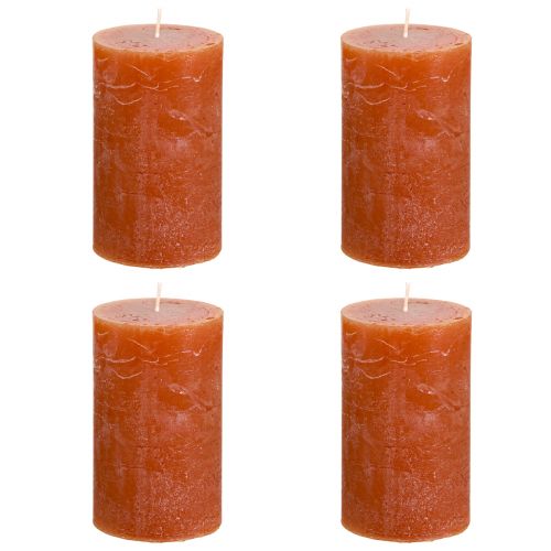 Product Solid-colored pillar candles, reddish-brown, 60x100mm, set of 4, decorative, romantic, rustic