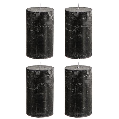 Product Black pillar candles, solid color, 70×120mm, set of 4 - Rustic decorative candles for stylish table decoration & ambience