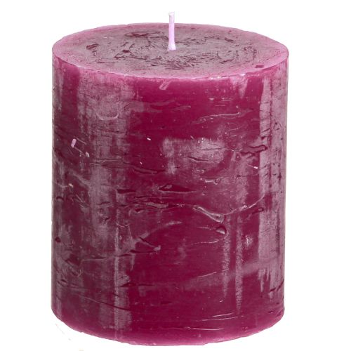 Dyed-through trendy candles Berry Purple, pillar candles, 70×80mm, set of 4, table decoration