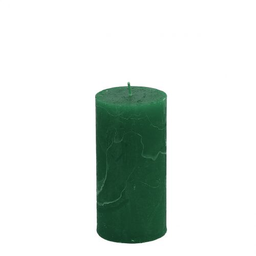 Floristik24 Solid colored candles dark green 50x100mm 4pcs