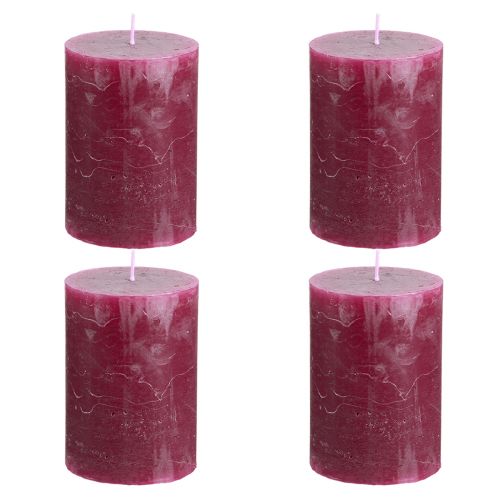 Product Stylish solid-colored berry pillar candles 70x100mm, set of 4 – decoration, festive, modern