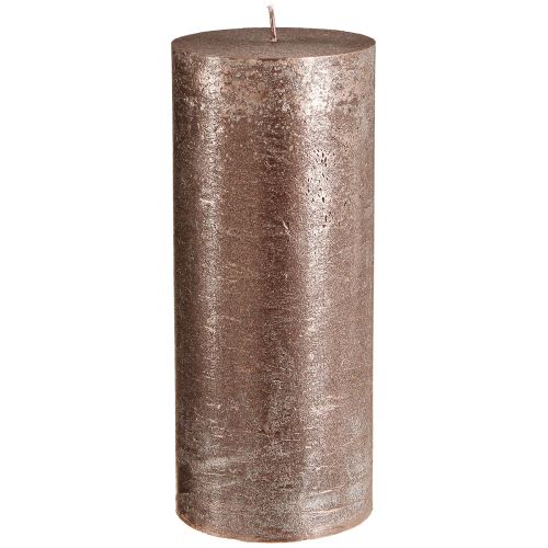 Product Solid-colored copper pillar candles, 85mm x 200mm, set of 2 - long burning time, festive metallic design for decoration