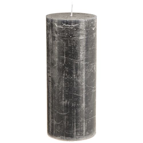 Product Elegant anthracite pillar candles 85x200mm - Rustic design, long burning time, set of 2 for stylish decoration