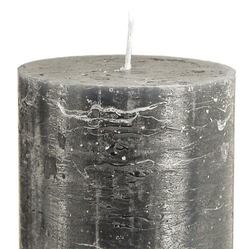 Product Elegant anthracite pillar candles 85x200mm - Rustic design, long burning time, set of 2 for stylish decoration