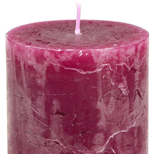 Product Pillar candle set, 3 colors, berry pink tones, marbled, decorative candles 60x100mm, 12 pieces