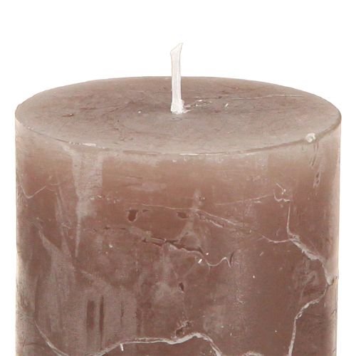 Product Pillar candle set, 3 colors: brown, apricot, sand, 60x80mm, 12 pieces, rustic decoration, long burning time