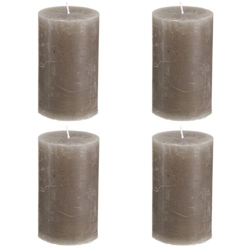 Product Solid-colored pillar candles, brown candles, 60x100mm, set of 4, autumn decoration