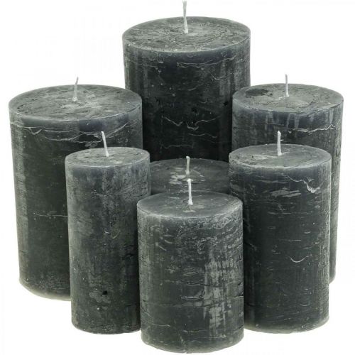 Colored candles anthracite Different sizes
