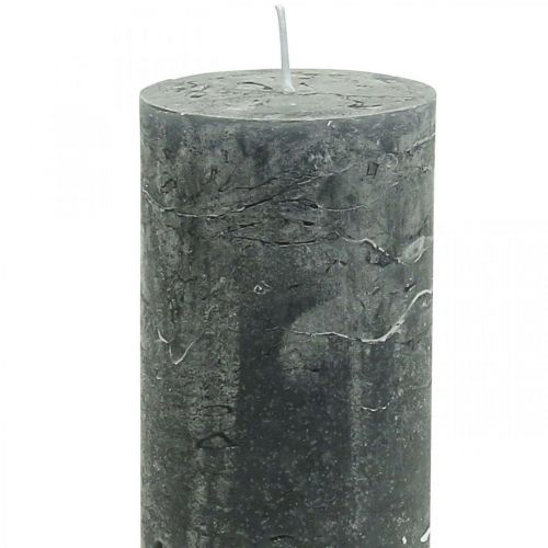 Product Solid-colored pillar candles, anthracite, 50x100mm, set of 4