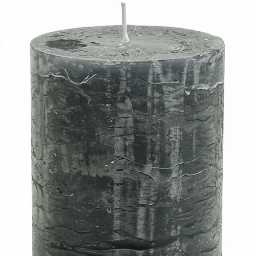 Product Solid Color Anthracite Pillar Candles 70×120mm 4-Piece Set - Elegant Wax Candles for Decoration and Ambiance