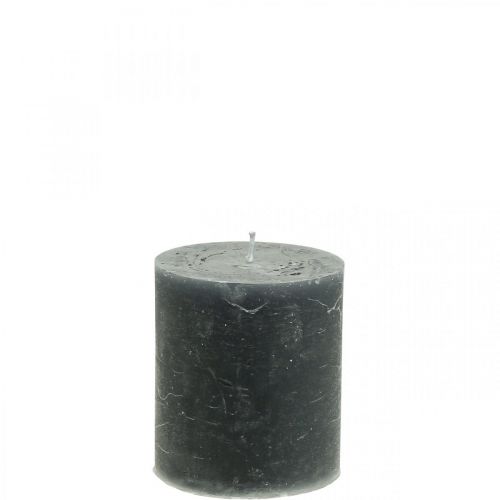 Solid-color pillar candles, anthracite, decorative candles, 70×80mm, set of 4