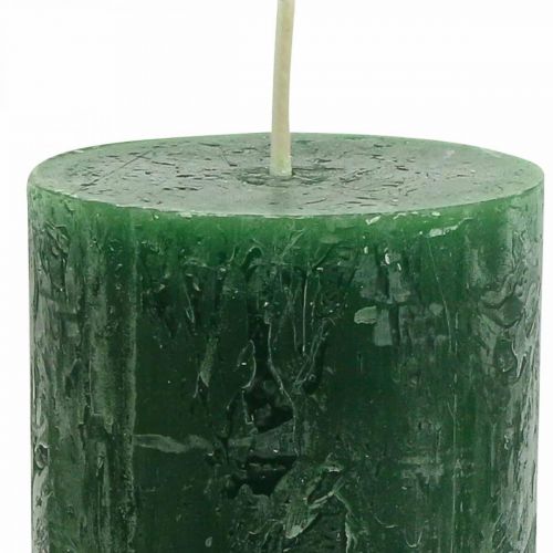 Product Solid-color pillar candles, dark green, 60×110mm, set of 4, rustic decoration, Advent candles, long burning time