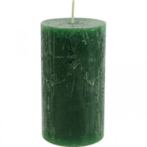 Product Solid-color pillar candles, dark green, 60×110mm, set of 4, rustic decoration, Advent candles, long burning time