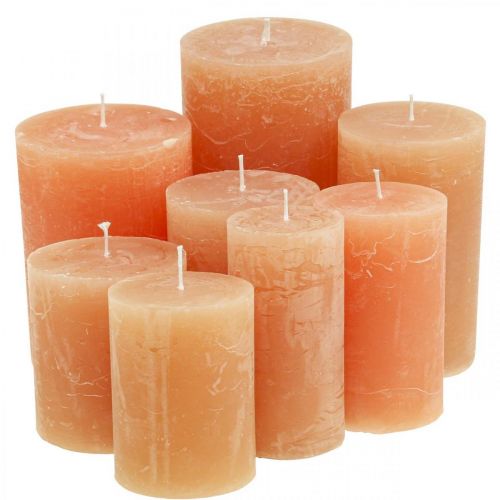 Floristik24 Colored candles Orange Peach Different sizes