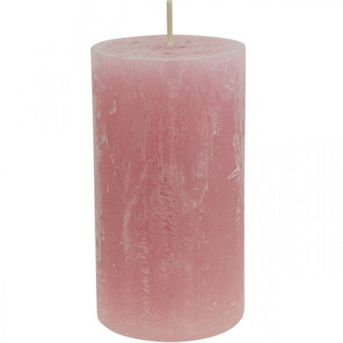Product Self-extinguishing solid-colored rustic candles, pink, 60×110mm, set of 4