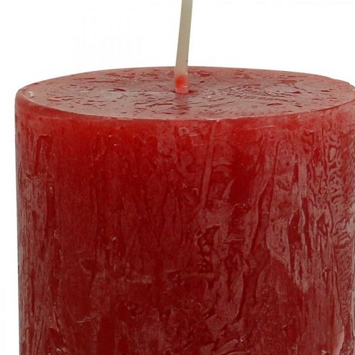 Floristik24 Solid Colored Candles Red Rustic Self-Extinguishing 110×60mm 4 Pcs