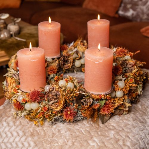 Product Solid colored candles Orange Peach pillar candles 70×120mm 4pcs