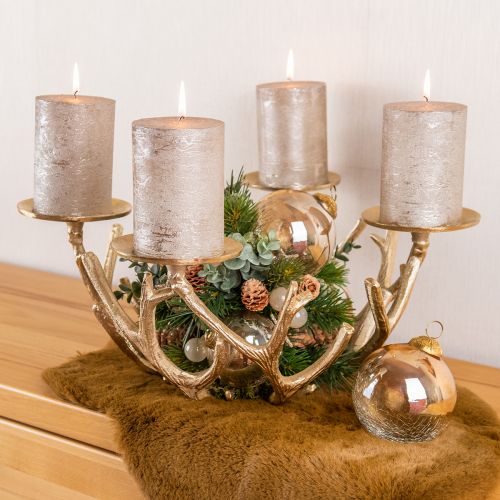 Floristik24 Solid-colored candles platinum 70x120mm 4 pcs