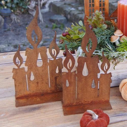 Patina deco standee candles Christmas decoration H20cm