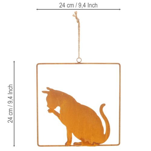 Decorative rusted metal cat ornament, rust decoration for hanging, 24.5cm | Floristik24.ie