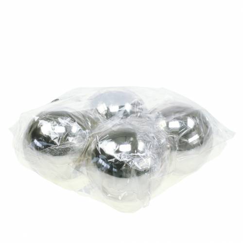 Floristik24 Decorative ball stainless steel silver Ø10cm 4 pcs