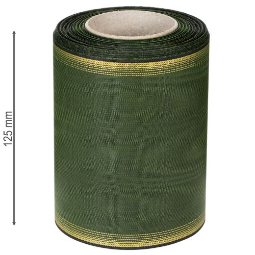 Product Elegant dark green moiré wreath ribbon, 125mm with gold pearl edge, mourning ribbon, wedding decoration, bow ribbon