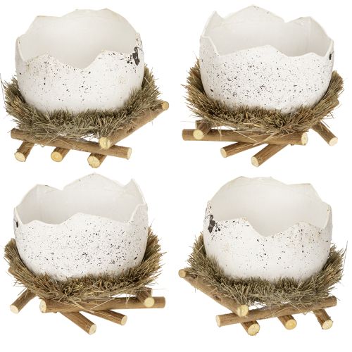 Product Easter nest bowl in egg shape for spring decoration 11cm 4pcs
