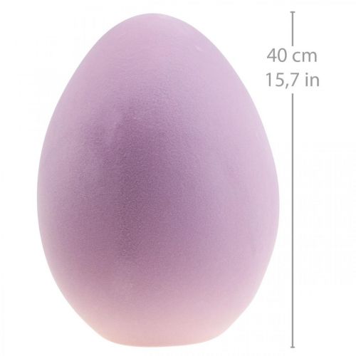 Product Easter egg plastic large decorative egg purple flocked 40cm