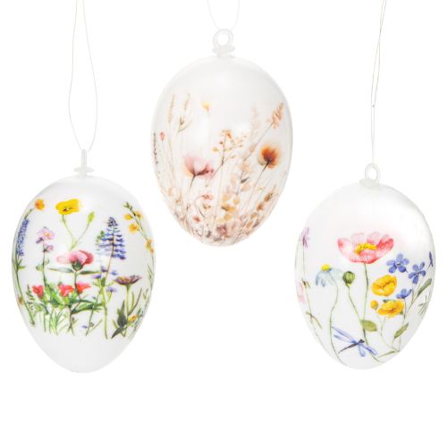 Easter eggs with spring and floral motifs, high-quality Easter decoration, 6cm, 6 pieces