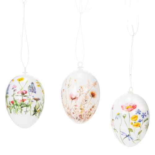 Product Easter eggs with spring and floral motifs, high-quality Easter decoration, 6cm, 6 pieces