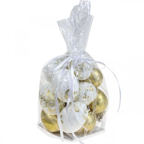 Floristik24 Styrofoam eggs Styrofoam Easter eggs white gold decoration 5cm 12pcs