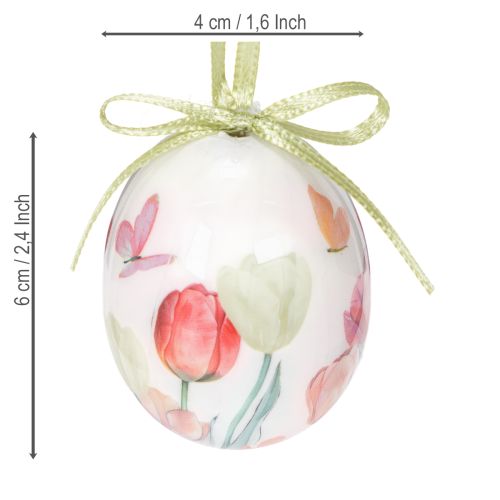 Product Easter egg decoration, tulip motif with ribbon for hanging and spring decoration, 6cm, 12 pieces