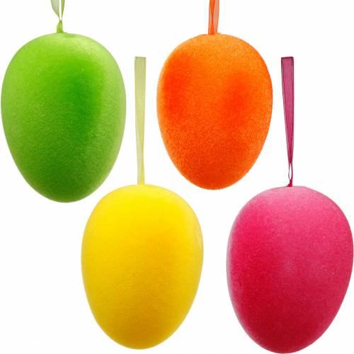 Easter eggs for hanging colorful, flocked eggs, Easter, spring decoration 8pcs