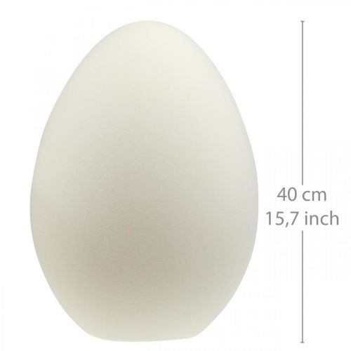 Floristik24 Easter egg large cream decorative egg flocked shop window decoration 40cm