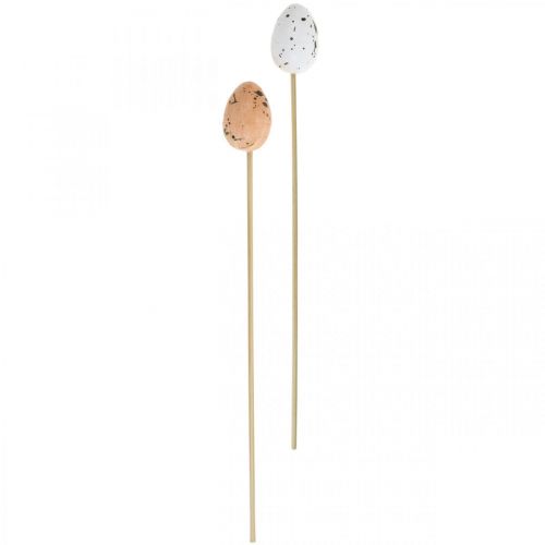 Floristik24 Artificial quail eggs on stick decorative egg Easter decoration 4 cm 18 pieces