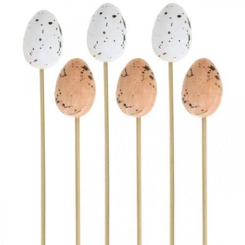 Artificial quail eggs on a stick deco egg Easter decoration 4cm 18pcs