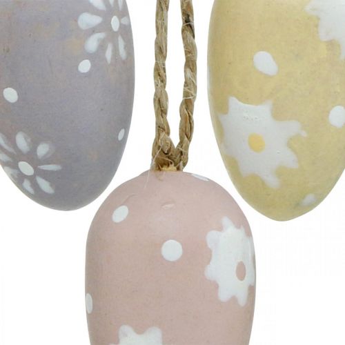 Product Mini Easter eggs, wooden eggs with flowers, Easter decoration purple, pink, yellow H3.5cm 6pcs