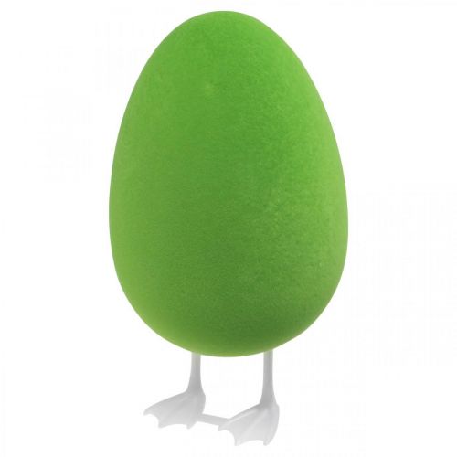 Product Easter egg with feet decorative egg green flocked Shop window decoration Easter H25cm
