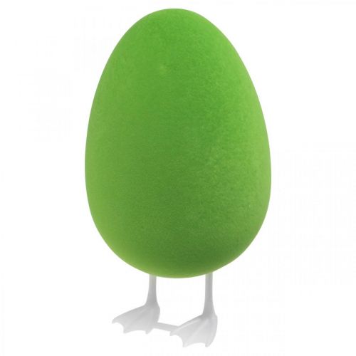 Easter egg with feet decorative egg green flocked Shop window decoration Easter H25cm