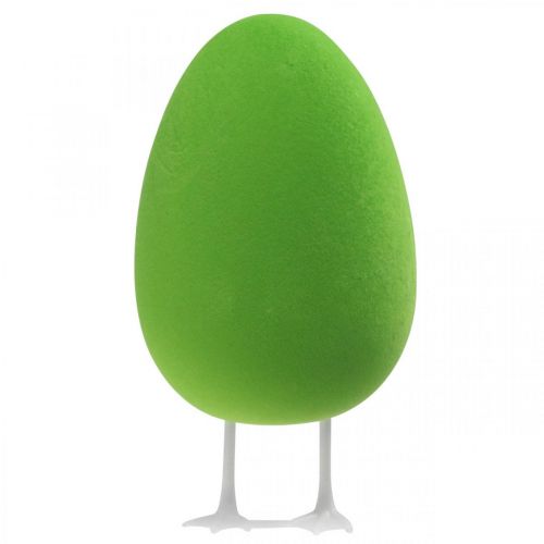 Product Easter egg with feet decorative egg green flocked Shop window decoration Easter H25cm