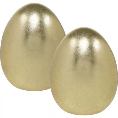 Floristik24 Golden decorative egg, decoration for Easter, ceramic egg H13cm Ø10.5cm 2pcs