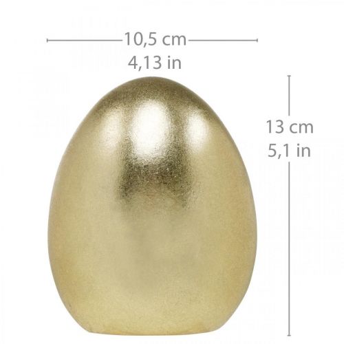 Floristik24 Golden decorative egg, decoration for Easter, ceramic egg H13cm Ø10.5cm 2pcs