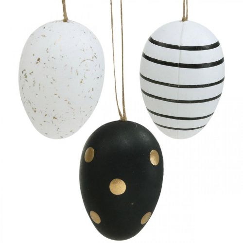 Floristik24 Easter eggs for hanging Black White Gold Assorted H6cm 12pcs
