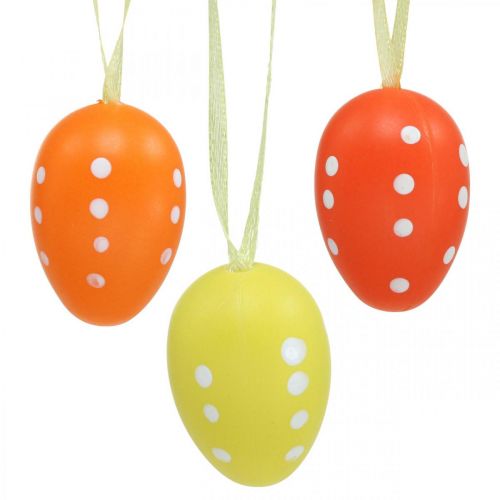 Floristik24 Mini Easter egg for hanging dotted yellow, red, orange H4cm 24 pcs
